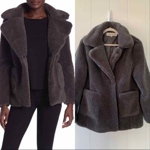 💥 LAST CHANCE SALE | Dark Grey Teddy Faux Shearling Short Coat